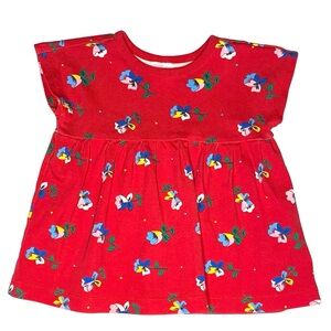 Hanna Andersson Red Floral Short Sleeve Dress Size 60cm 3-6M